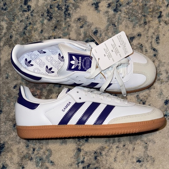 Adidas White and Blue Sneakers - Picture 2 of 5